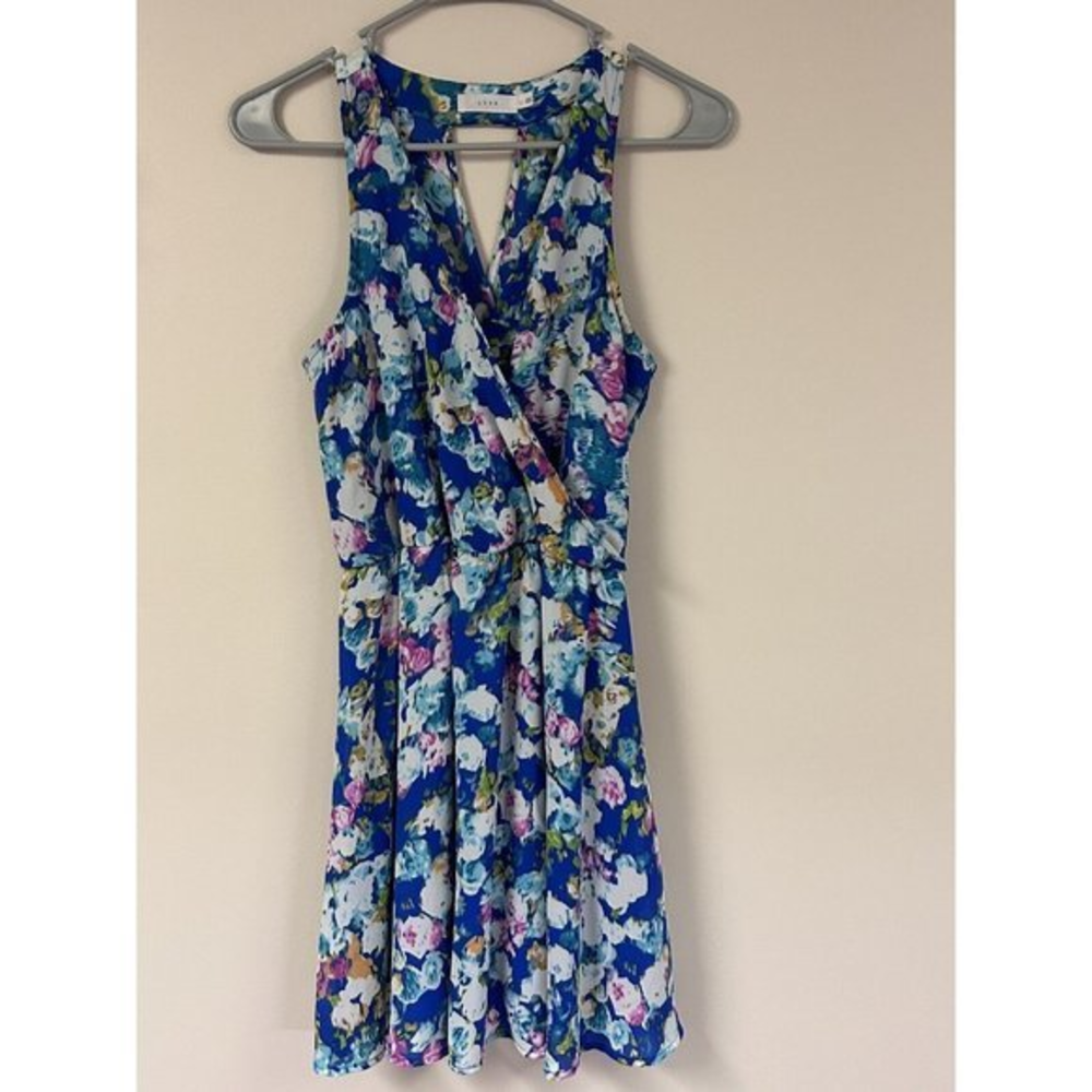 Lush Sleeveless Floral Elastic Waist Lined Pullover Fit & Flare Dress Size XS